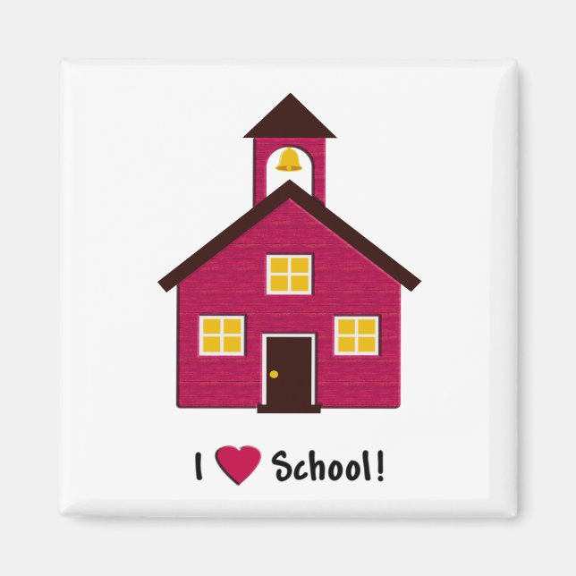 Imán Escuela pequeña roja que amo la escuela (Frente)