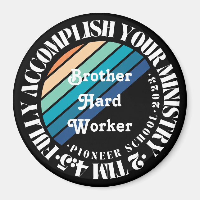 Imán Escuela Pionera Retro Sunset Personalizable (Frente)