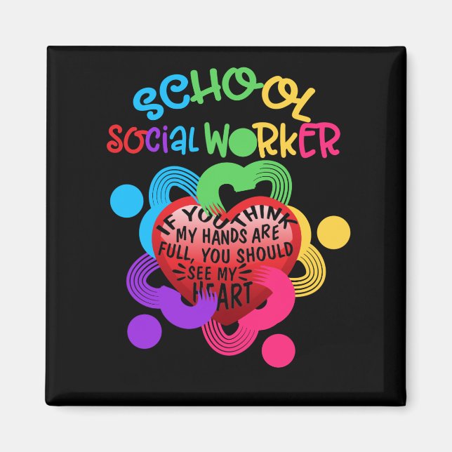 Imán Escuela Social Worker Heart Hand (Frente)