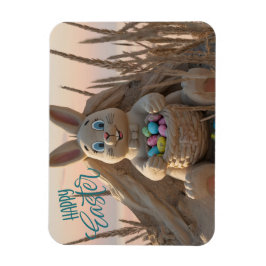 Imán Escultura de arena del conejo de Pascua en la isla