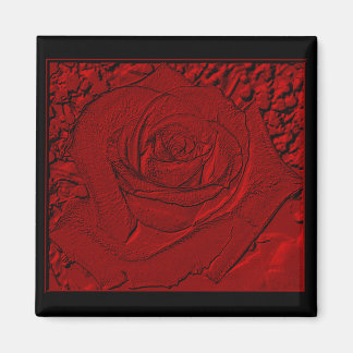 Imán "Escultura" de la rosa roja