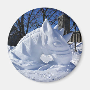 Imán Escultura de Nieve de Caballo, Quebec, Canadá