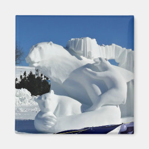 Imán Escultura de Nieve de Oso Polar, Quebec, Canadá
