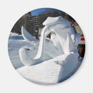 Imán Escultura de nieve de rana, Quebec, Canadá