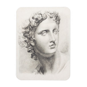 Imán Escultura griega antigua retrato negro y blanco
