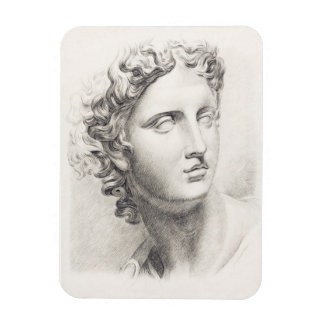 Imán Escultura griega antigua retrato negro y blanco