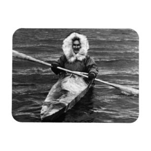 Imán Eskimalo vintage de Alaska EE. UU. y su kayak 1970