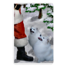 Imán Eskimo Dog Estadounidense Con Navidades Santa