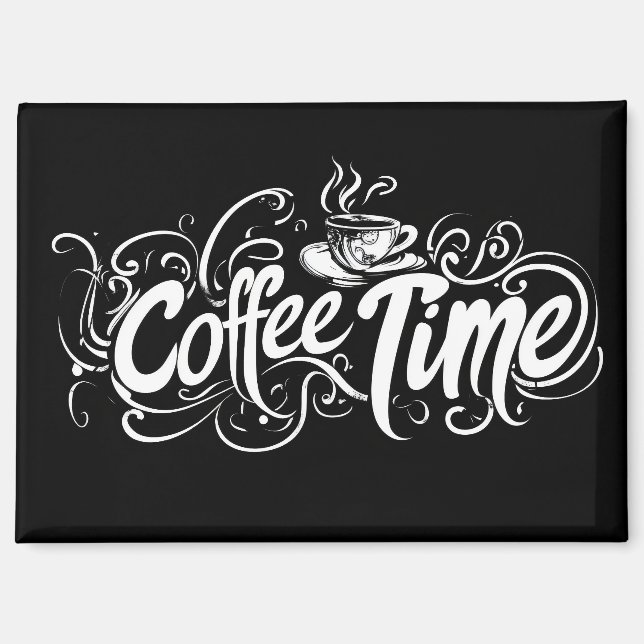Imán Eslogan de Hora del Café Intricado (Anverso)