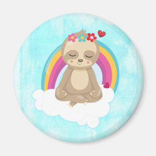 Imán Eslogan marrón, meditando en una nube