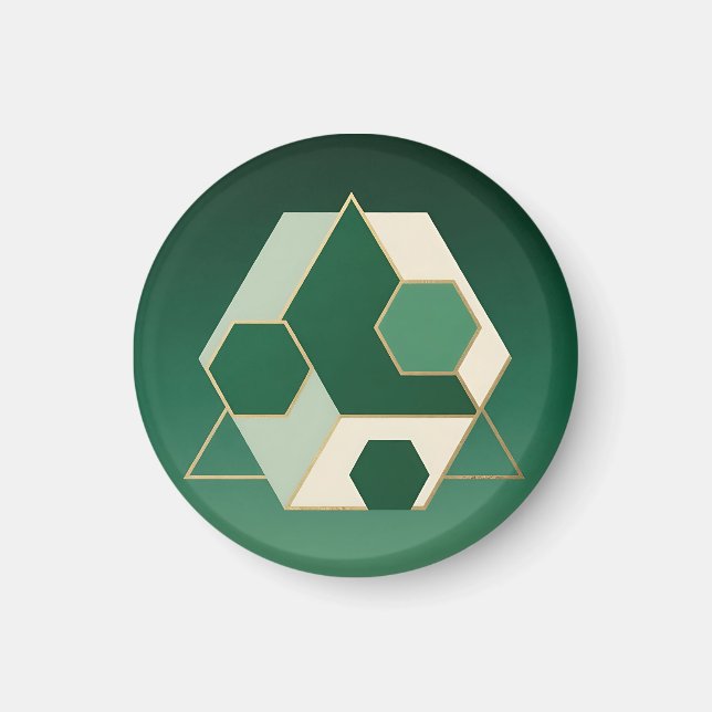 Imán Esmeralda Hexágono Geométrico Lujo (Frente)