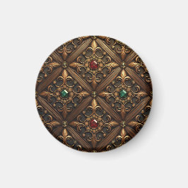 Imán Esmeraldas Y Rubos En Un Diseño Ornato Dorado