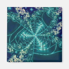 Imán Espacio | Arte fractal azul y blanco