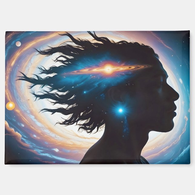Imán Espacio de doble exposición cósmico Arte Universo  (Anverso)