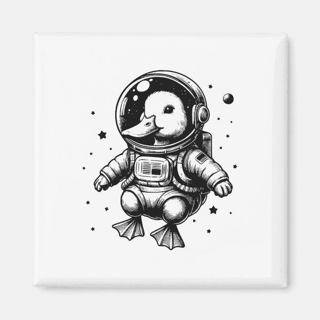 Imán Espacio de mamá de papá pato - Pato astronauta (Frente)