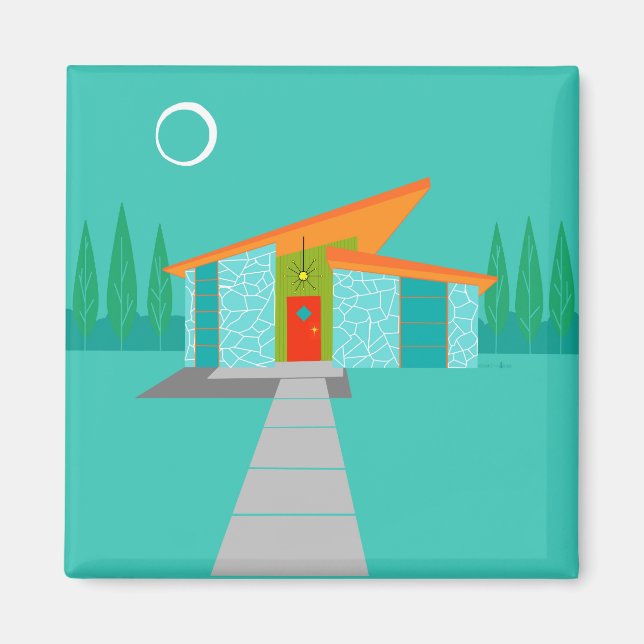 Imán Espacio Edad Personalizado House Square Magnet (Frente)