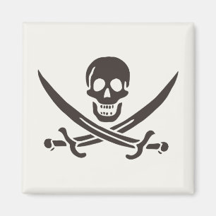 Imán Espadas de cráneo de obsidiana Bandera pirata de C