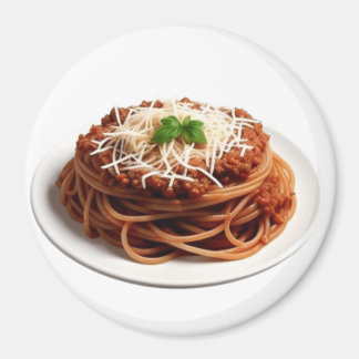 Imán Espagueti boloñesa con queso y hojas de cuenca