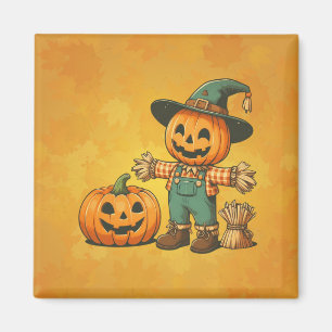 Imán Espantapájaros de Halloween/Caída y calabaza