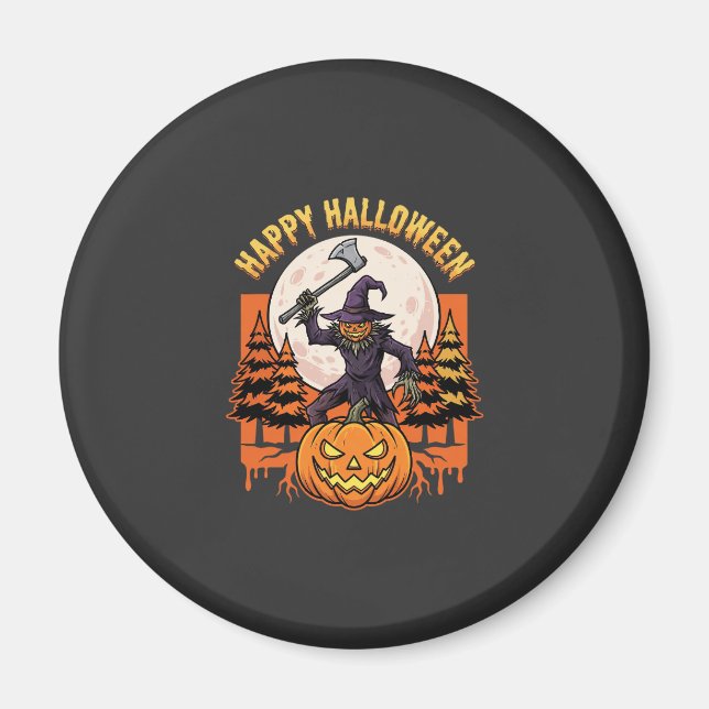 Imán Espantapájaros Feliz Halloween Jack O Linterna Vec (Frente)