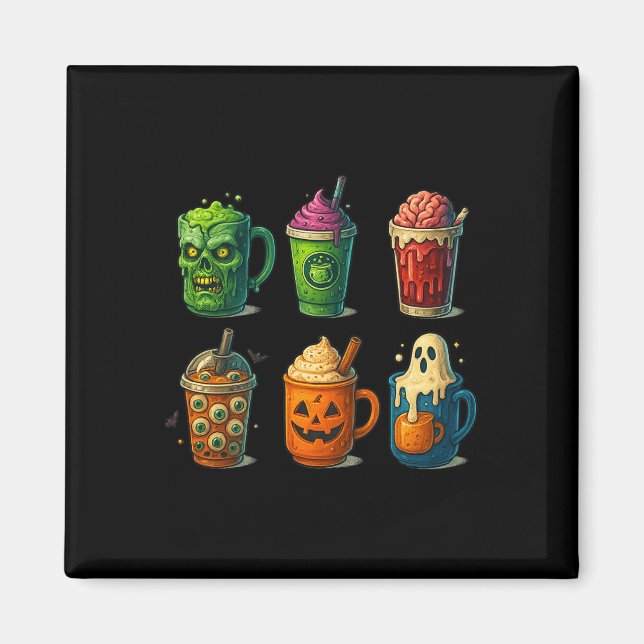 Imán Espectacular café de Halloween con tazas aterrador (Frente)