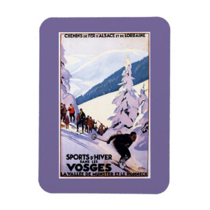 Imán Espectadores que miran el poster del esquiador