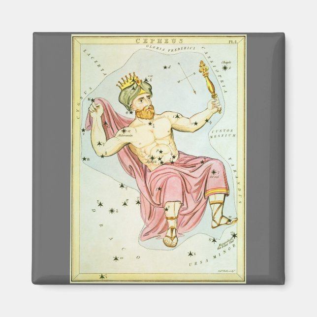 Imán Espejo de Urania, mapa celeste de astronomía vinta (Frente)