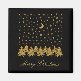 Imán Espeluznante árbol de Navidad dorado, luna, estrel