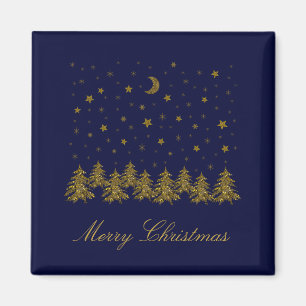 Imán Espeluznante árbol de Navidad dorado, luna, estrel