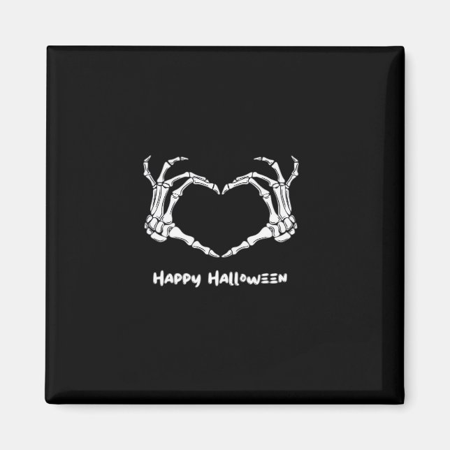 Imán Espeluznante Corazón de Mano con "Halloween Feliz" (Frente)