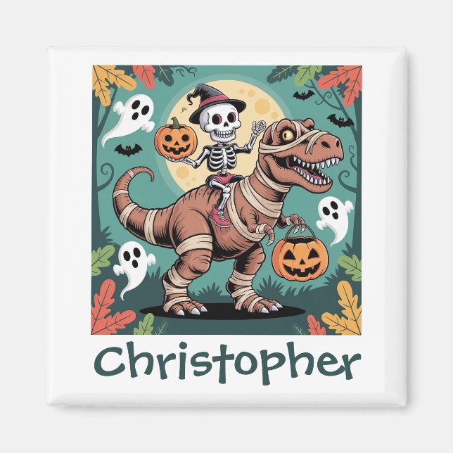 Imán Espeluznante Dino Rider - Skeleton sobre la momia  (Frente)