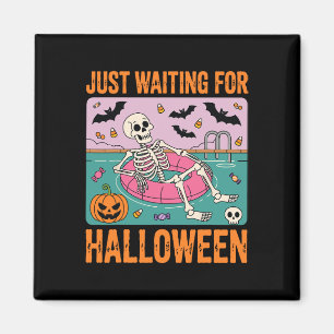 Imán Espeluznante Esqueleto De Verano Esperando Hallowe