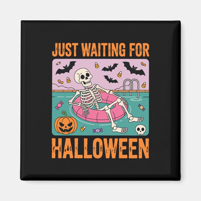 Imán Espeluznante Esqueleto De Verano Esperando Hallowe (Frente)