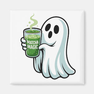 Imán Espeluznante Fantasma Bebiendo Matcha