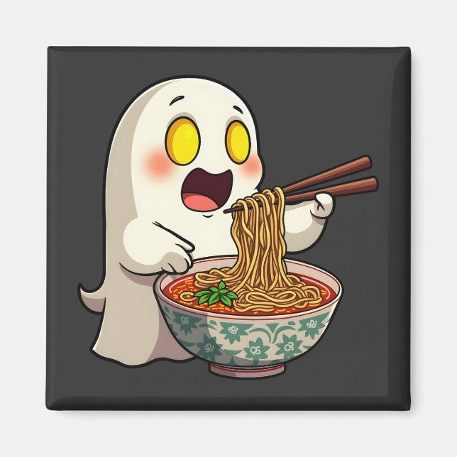 Imán Espeluznante Halloween Pastel Kawaii Ghost Comiend (Frente)