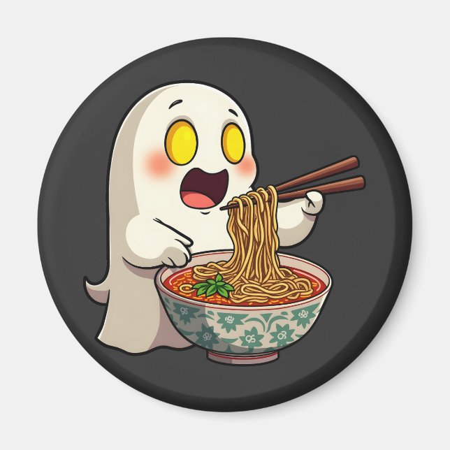 Imán Espeluznante Halloween Pastel Kawaii Ghost Comiend (Frente)