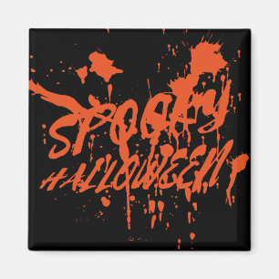 Imán Espeluznante Halloween Splash Retro Naranja Rojo H