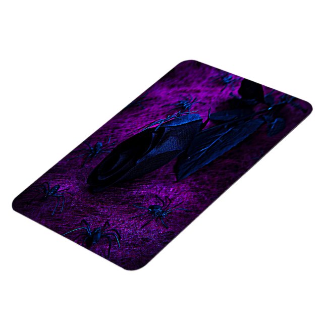 Imán Espeluznante Rosa de material negro, arañas negras (Lado Izquierdo)