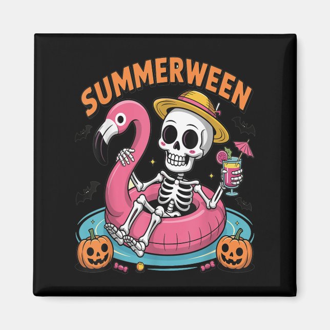 Imán Espeluznante Summerween Skeleton esperando el hemi (Frente)
