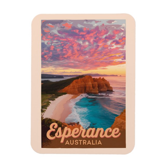 Imán Esperance Australia Ilustracion Viaje al arte Retr (Vertical)