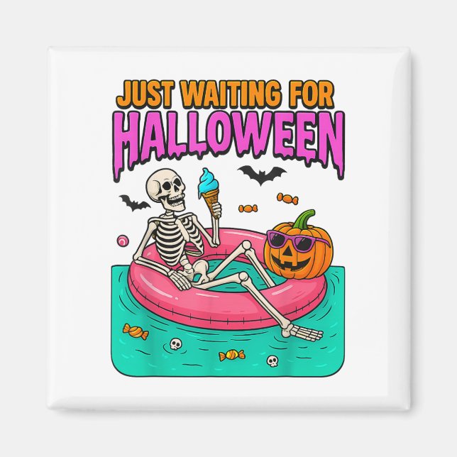 Imán Esperando A Halloween Skeleton Funny Spooky S (Frente)