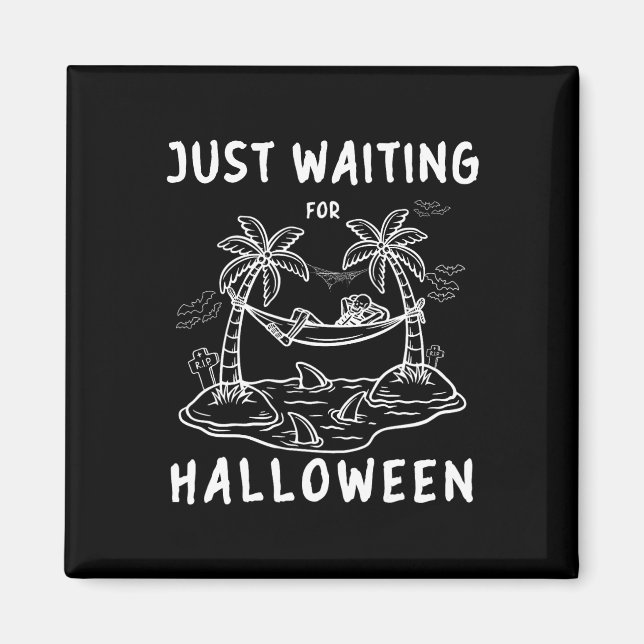 Imán Esperando Al Skeleton De Halloween Spooky Vibe Fu (Frente)