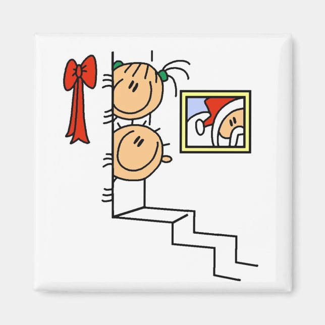 Imán Esperando camisetas y regalos de Santa Claus (Frente)