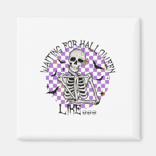 Imán Esperando Halloween Como Funny Skeleton Spooky H