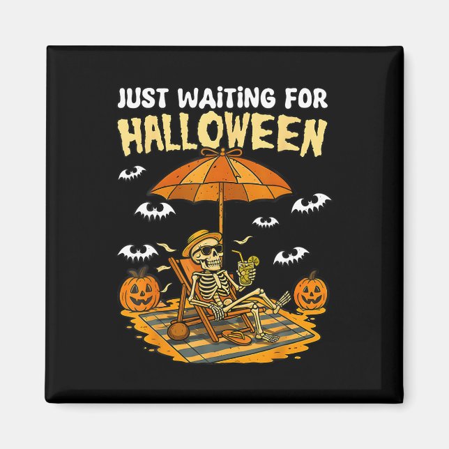 Imán Esperando Halloween Funny Skeleton Spooky S (Frente)