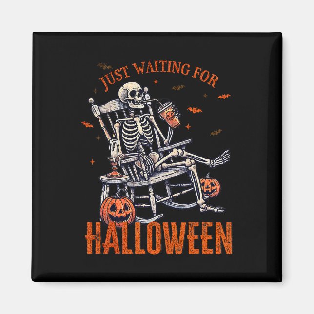 Imán Esperando la parte de halloween del esqueleto de H (Frente)
