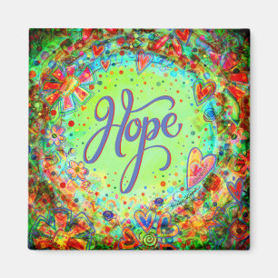 Imán Esperanza Bonito Verde Floral Whimsical Inspirador