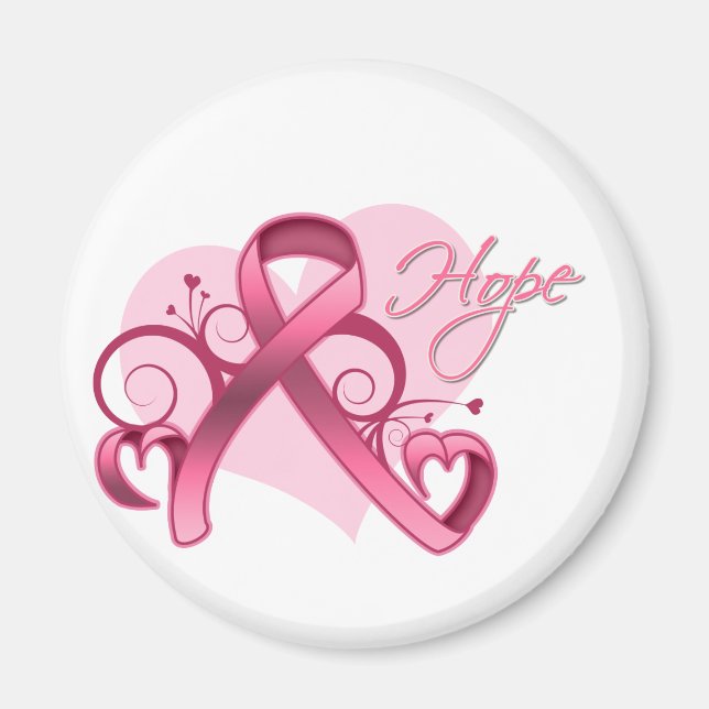 Imán Esperanza de Cinta Floral - Cáncer de Mama (Frente)