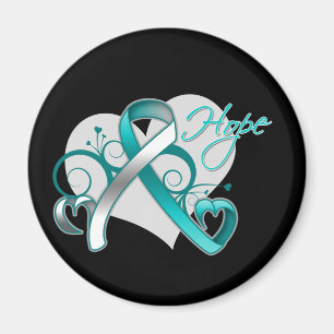 Imán Esperanza floral de la cinta - cáncer de cuello