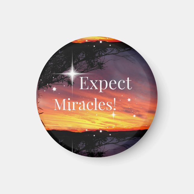 Imán Esperar Milagros Sparkle Sunset ponerse bien pront (Frente)